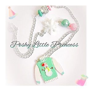 Ugly Christmas Sweater Necklace - Tiffany Blue